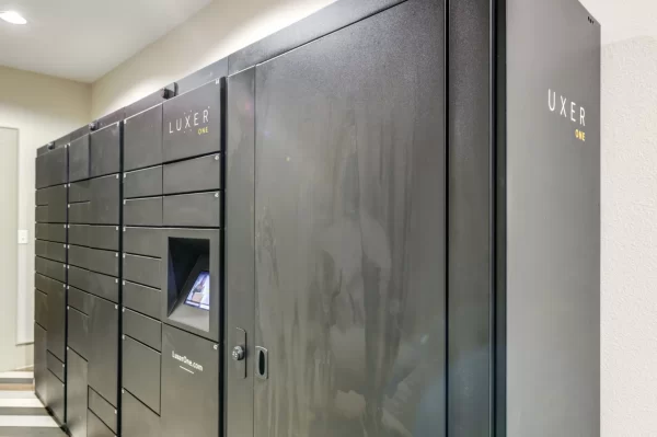 Luxer One secure package lockers in the clubhouse